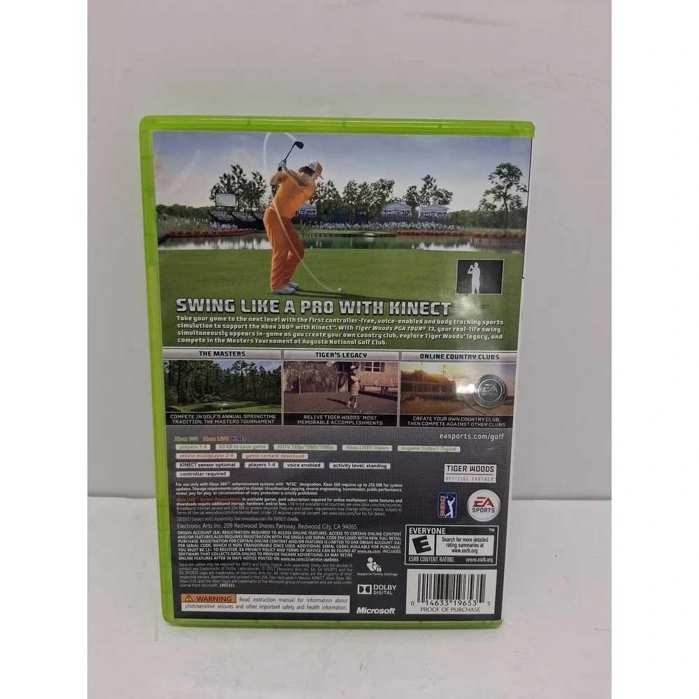 Tiger Woods PGA Tour 13 Xbox 360 EA Sports Golf Game The Masters Kinect NTSC